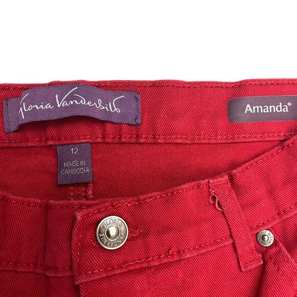 Gloria Vanderbilt Amanda Capri Women's size 12 Red Denim Jeans - Picture 2 of 4